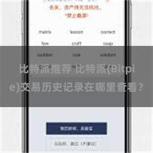 比特派推荐 比特派(Bitpie)交易历史记录在哪里查看？